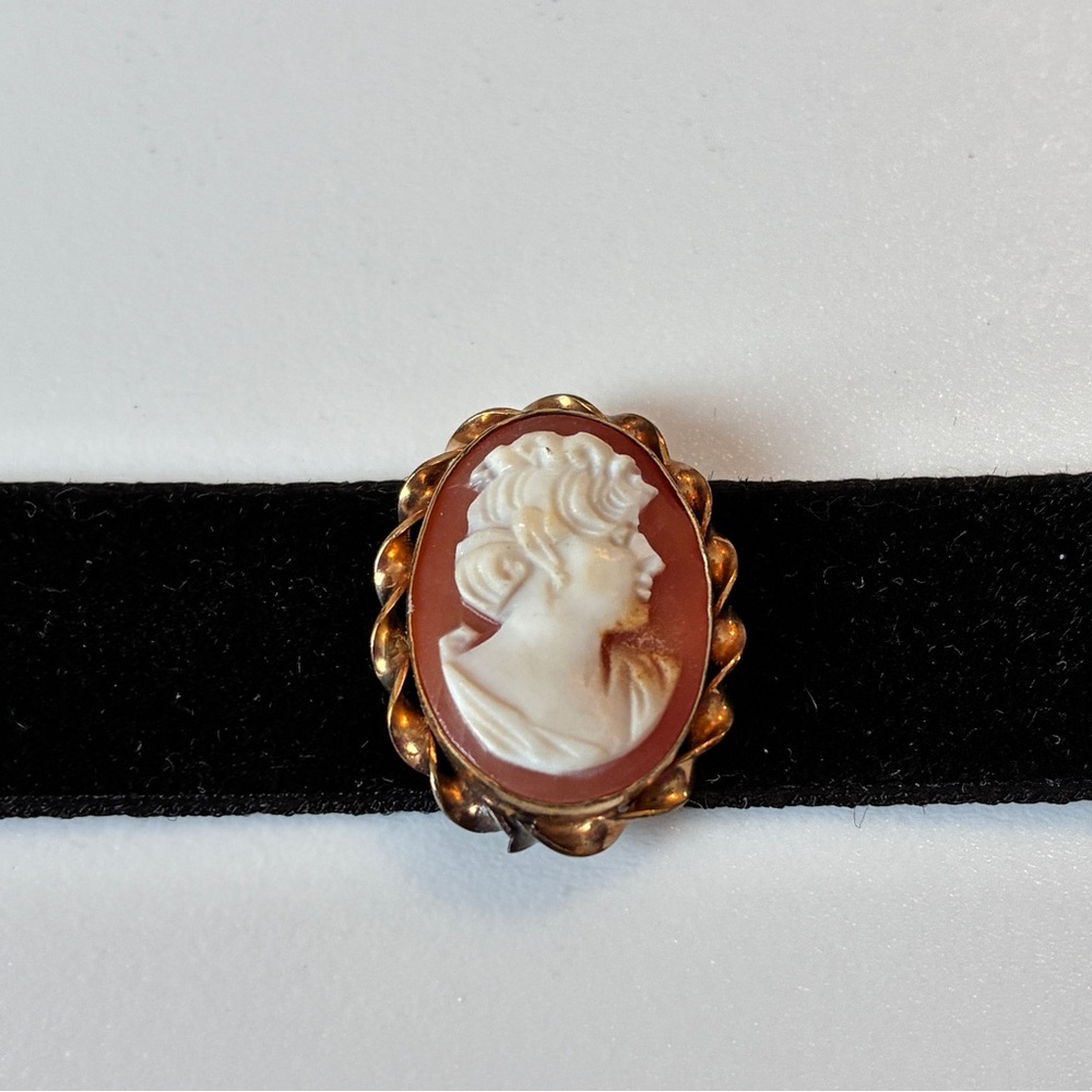 Danecraft Black Velvet Cameo Choker 12K GF Vintage - Picture 5 of 8